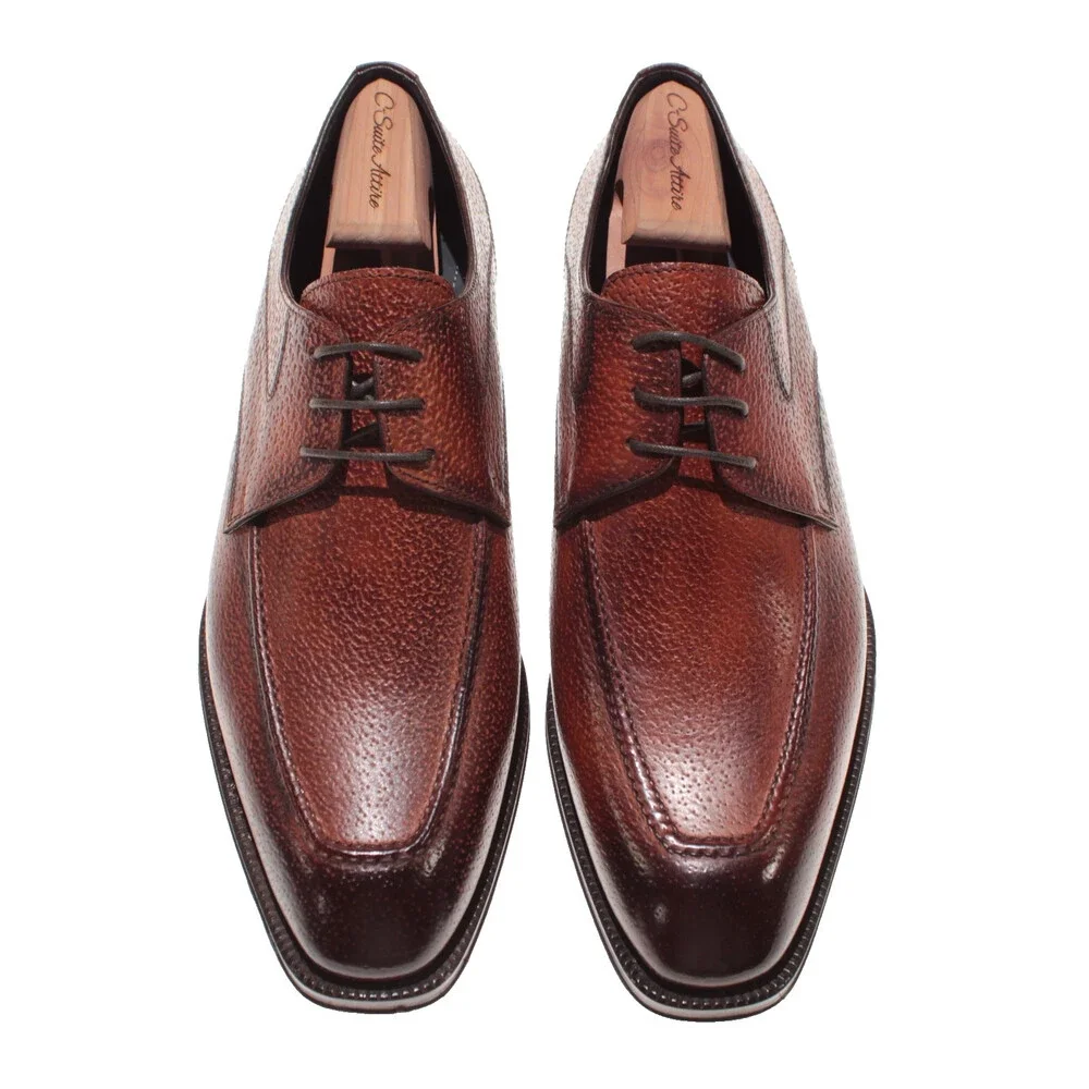 Di Bianco NWB Derby Dress Shoes Size 42 (US 9) in Brown Pebbled Leather